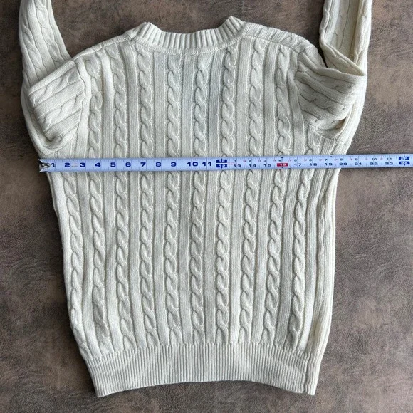 John Galt Cardigan Sweater Women's Size M Ivory Wool Blend Cable Knit - Picture 4 of 8
